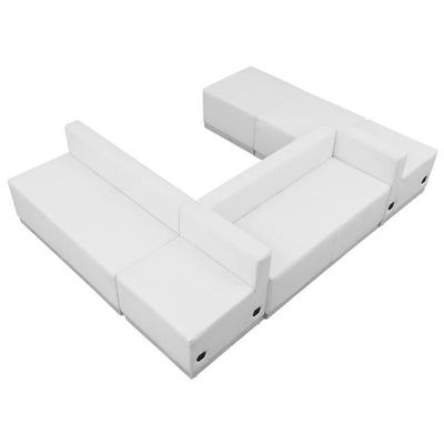 Flash Furniture HERCULES Alon Series White Leather Reception Configuration 6 Pieces, ZB-803-510-SET-