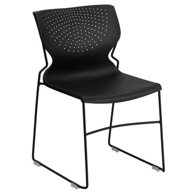 Flash Furniture HERCULES Series 661 lb. Capacity Black Full Back Stack Chair with Black Frame, RUT-4