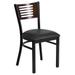 Flash Furniture Hercules Series Black Decorative Slat Back Metal Restaurant Chair - Walnut Wood Back