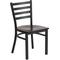 Flash Furniture Hercules Series Black Ladder Back Metal Restaurant Chair - Walnut Wood Seat - Flash