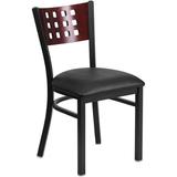 Flash Furniture Hercules Series Upholstered Grid Cutout Back Restaurant Dining Chair in Mahogany and screenshot. Chairs directory of Office Furniture.