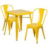 Flash Furniture Metal Indoor Outdoor Table Set with 2 Stack Chairs, Yellow screenshot. Chairs directory of Office Furniture.