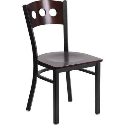 Flash Furniture Metal Restaurant Chair in Walnut