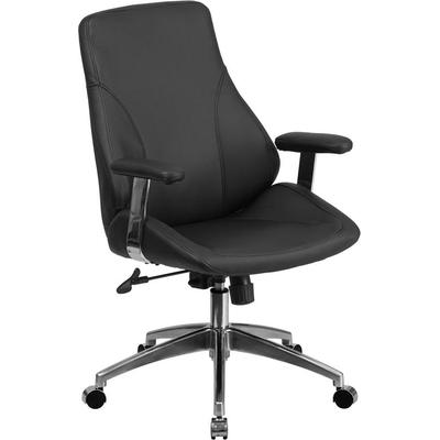 Flash Furniture Mid-Back Black Leather Executive Swivel Office Chair, BT-90068M-GG