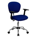 Flash Furniture Mid-Back Blue Mesh Swivel Task Chair with Chrome Base and Arms, H-2376-F-BLUE-ARMS-G screenshot. Chairs directory of Office Furniture.