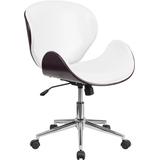 Flash Furniture Mid-Back Mahogany Wood Swivel Conference Chair in White Leather, SD-SDM-2240-5-MAH-W screenshot. Chairs directory of Office Furniture.