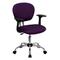 Flash Furniture Mid-Back Purple Mesh Swivel Task Chair with Chrome Base and Arms, H-2376-F-PUR-ARMS-