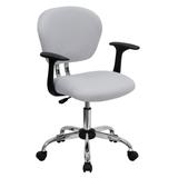 Flash Furniture Mid-Back White Mesh Swivel Task Chair with Chrome Base and Arms, H-2376-F-WHT-ARMS-G screenshot. Chairs directory of Office Furniture.