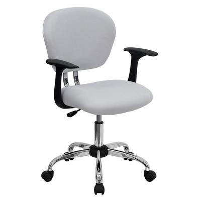 Flash Furniture Mid-Back White Mesh Swivel Task Chair with Chrome Base and Arms, H-2376-F-WHT-ARMS-G