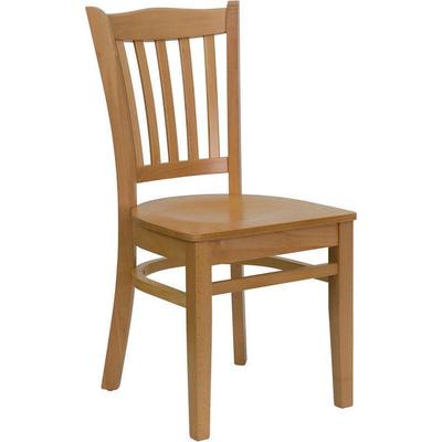 Flash Furniture Wood Vertical Back Chair with Natural Finish and Natural Wood Seat - XU-DGW0008VRT-N