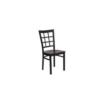 Flash Furniture XUDG6Q3BWINMAHWGG Hercules Black Window Back Metal Restaurant Chair with Mahogany Wo