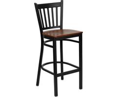 Flash Furniture XUDG6R6BVRTBARCHYWGG Hercules Black Vertical Back Metal Restaurant Bar Stool with Ch