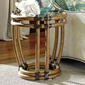 Tommy Bahama Home Twin Palms Turtle Beach End Table Rattan/Wicker/Glass in Brown/Yellow | 24.5 H x 22 W x 22 D in | Wayfair 558-953