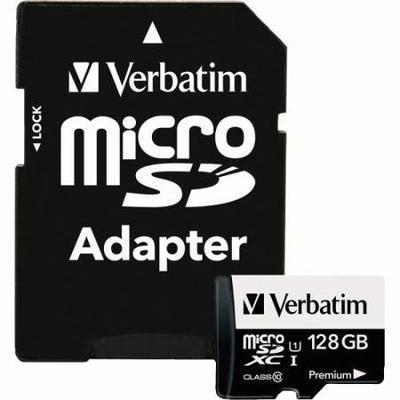 Verbatim 128 GB Premium microSDXC Memory Card with Adapter, UHS-I Class 10