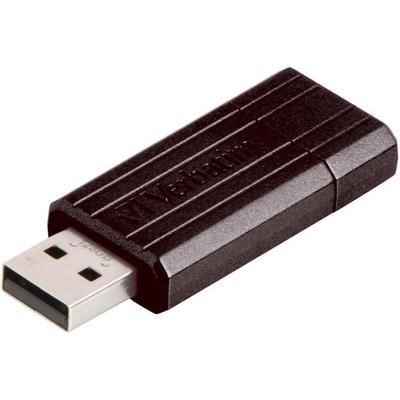 Verbatim 128GB Pinstripe USB Flash Drive - Black (128 GB - Black - Retractable, Password Protection"
