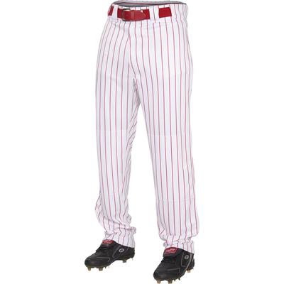 Rawlings Men's Semi-Relaxed Pants with Pin Stripe Design, 2X, White/Scarlet