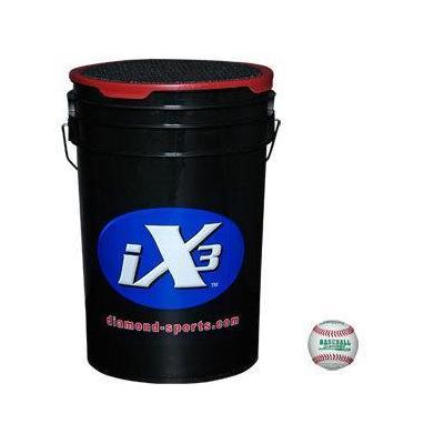 Diamond Sports Ball Bucket and 24 BB-OL Baseballs Package with Padded Seat Cover, 6-Gallon, Black