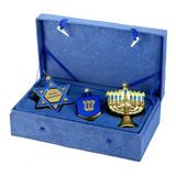 Kurt Adler 3 Piece Noble Gems Hanukkah Holiday Shaped Ornament Set Glass in Blue | 12.4 H x 7.4 W x 4.2 D in | Wayfair NB1124