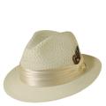 Stacy Adams Men's Pinch Front Open Weave Fedora Beige Size M