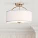 Possini Euro Halsted 15" Brass with White Linen Shade Ceiling Light