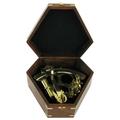 Antique Maritime Nautical Solid Brass 9 Navigation Sextant Astrolabe w wood box
