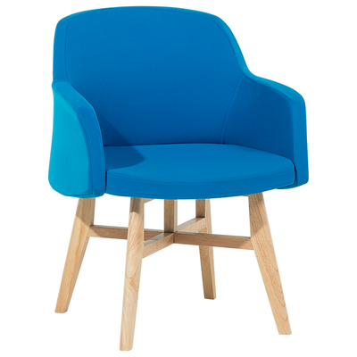 Sessel mit Armhlehnen Blau Polsterbezug Holzbeine Modern