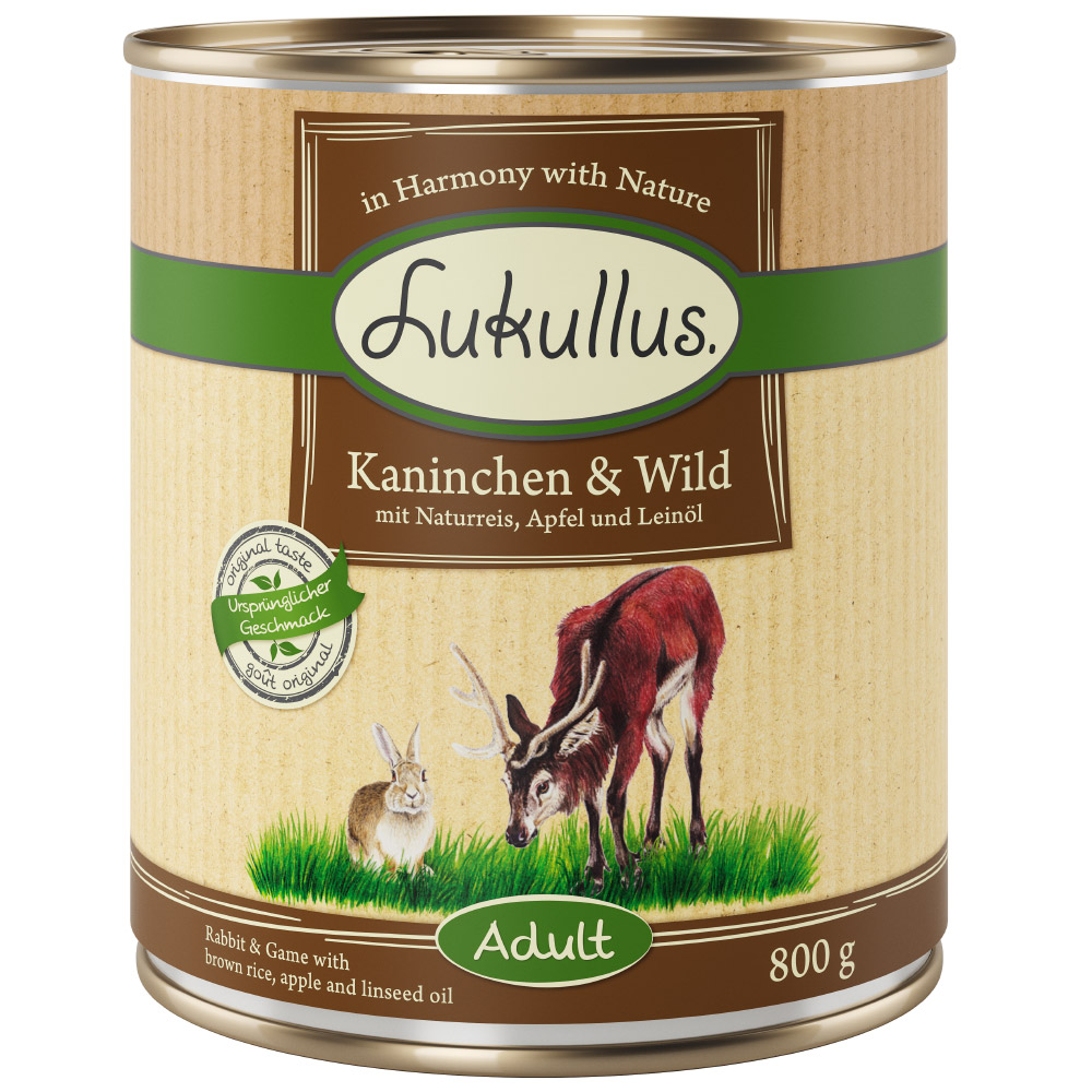 Lukullus 24 x 400 g Alimento umido per cani - Coniglio & Selvaggina