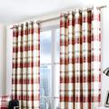 Fusion - Balmoral Check - 100 Percent Cotton Pair of Eyelet Curtains - 66" Width x 90" Drop (168 x 229 cm) in Ruby
