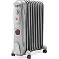 2500W 11 Fin Portable Electric Slim Oil Filled Radiator Heater with Adjustable Temperature Thermostat, 3 Heat Settings & Built in 24H Timer | 2.5KW GREY