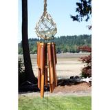 Cohasset Gifts & Garden Glass Fish Float Netted Bamboo Wind Chime Bamboo | 38 H x 4 W x 4 D in | Wayfair 260