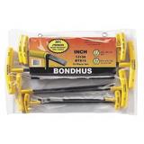 BONDHUS 13138 10 Piece SAE T-Shape Hex Key Set, 13138