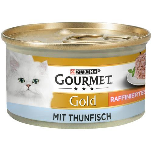 24x85g Mix Lachs&Thunfisch Raffiniertes Ragout Gourmet Gold Katze