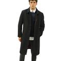 Henley & Knight Men's Luxury Black 3/4 Wool Blend Overcoat Sizes L