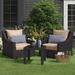 Three Posts™ Northridge 3 Piece Rattan Seating Group w/ Cushions Synthetic Wicker/All - Weather Wicker/Wicker/Rattan | Outdoor Furniture | Wayfair