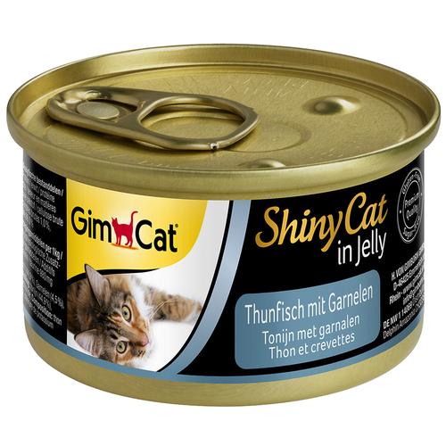 24x70g ShinyCat Jelly Thunfisch & Garnelen GimCat Katzenfutter nass