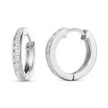 Miore Round Women's Sterling Silver Hoop Earrings with 18 Brilliant Cut Cubic Zirconia Gemstones 0.78 Carats 925 Sterling Silver Hoops 3mm x 16mm Earrings- Huggy