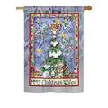 Breeze Decor Merry Christmas to You 2-Sided Polyester House Flag Metal in Green/Indigo/Red | 40 H x 28 W in | Wayfair BD-XM-H-114124-IP-BO-DS02-US