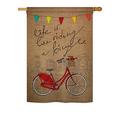 Breeze Decor Bicycle Life 2-Sided Polyester House Flag Metal in Black/Brown/Red | 40 H x 28 W in | Wayfair BD-SP-H-109044-IP-BO-DS02-US