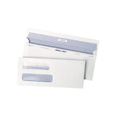 Reveal-N-Seal Double Window Check Envelope, Self-Adhesive, White, 500/Box