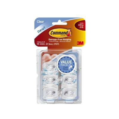 Clear Hooks with Clear Adhesive; Mini, 18/Pack