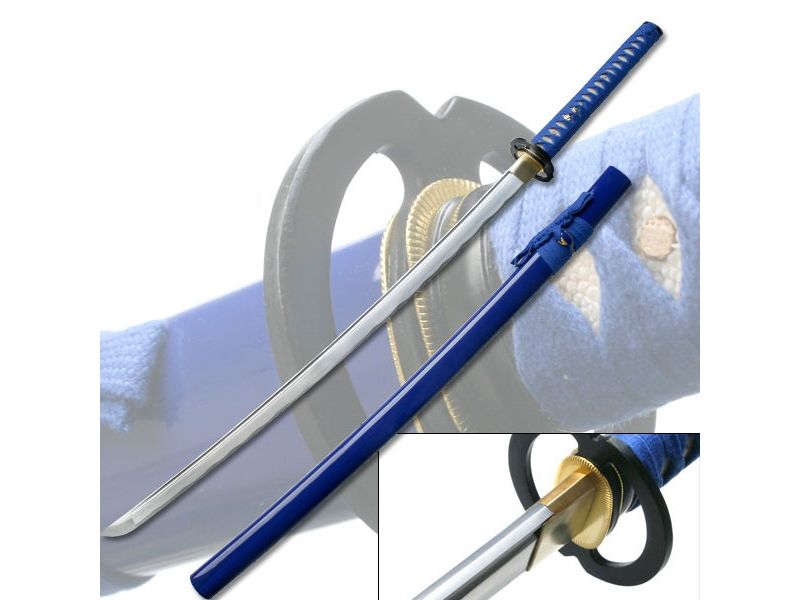Ten Ryu Fixed Blade 40in Carbon Steel Blade Blue Cord Wrapped Handle TR-001BL