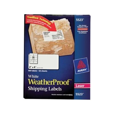 2 x 4 Weatherproof Laser Shipping Labels - White (500 Per Pack)