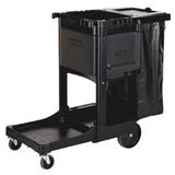 Janitorial Carts 21.8 in. x 46 in. x 38 in. Executive Janitor Cleaning Cart Black RCP1861430 screenshot. Janitorial Supplies directory of Janitorial & Breakroom Supplies.
