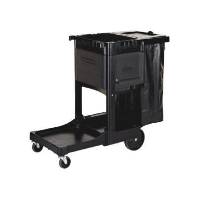 Janitorial Carts 21.8 in. x 46 in. x 38 in. Executive Janitor Cleaning Cart Black RCP1861430