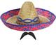 Mexican Sombrero and Tash Costume Set - Pack of 6 - Blue Sombrero Straw Hat and Black Mexican Moustache - Mexico Party Fancy Dress Costume Accessory Set