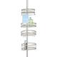 mDesign Telescopic Shower Caddy - Metal Shower Caddy - No Drill Adjustable Corner Shower Shelves with Towel Bar & 4 Hooks - Ideal for Shampoo, Razors & More - Satin