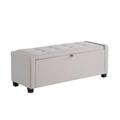 Home Source Verona Large Buttoned Luxurious Ottoman Storage Box Chest (Fabric, Grey)