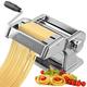 Nuvantee Pasta Maker Machine - Adjustable Crank Roller & Attachments - Manual Hand Press - Silver