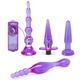 Lovehoney Get Started 4 Piece Anal Toys Kit - with 2 Butt Plugs & Vibrating Anal Beads - Beginner-Friendly Adult Sex Toys - Purple