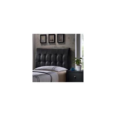 1281HFR Black Faux Leather Lusso Full Headboard with Rails